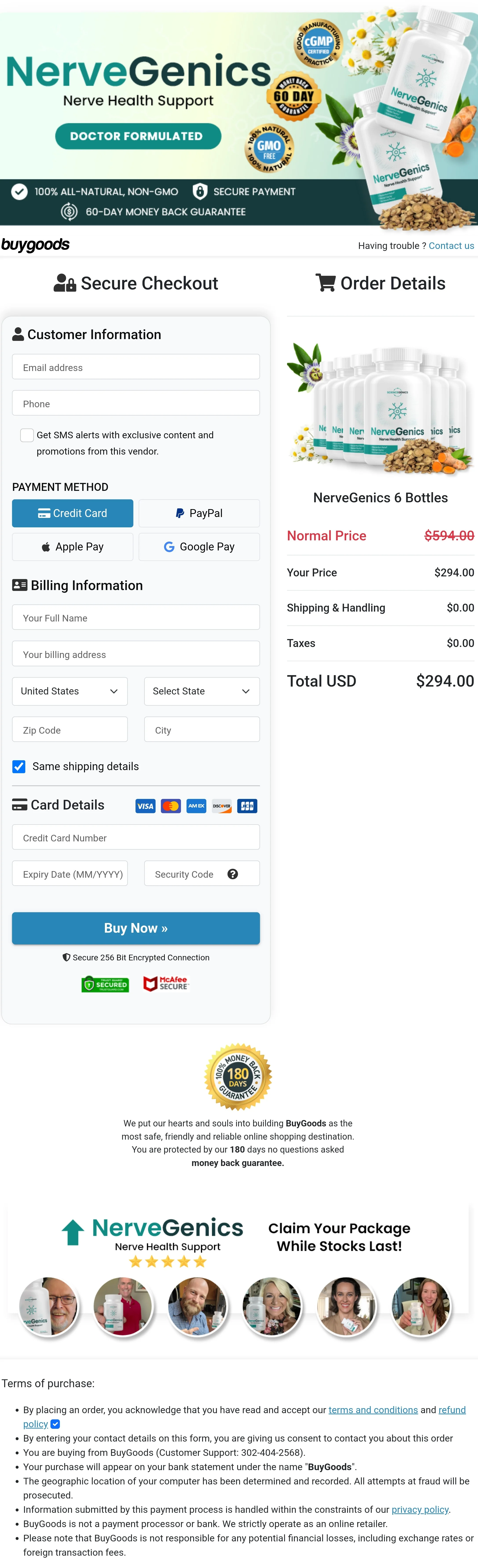 NerveGenics order form